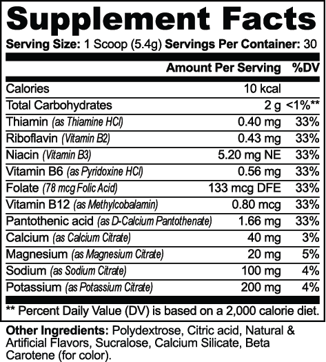 Supplement Facts for Strong Roots Hydration