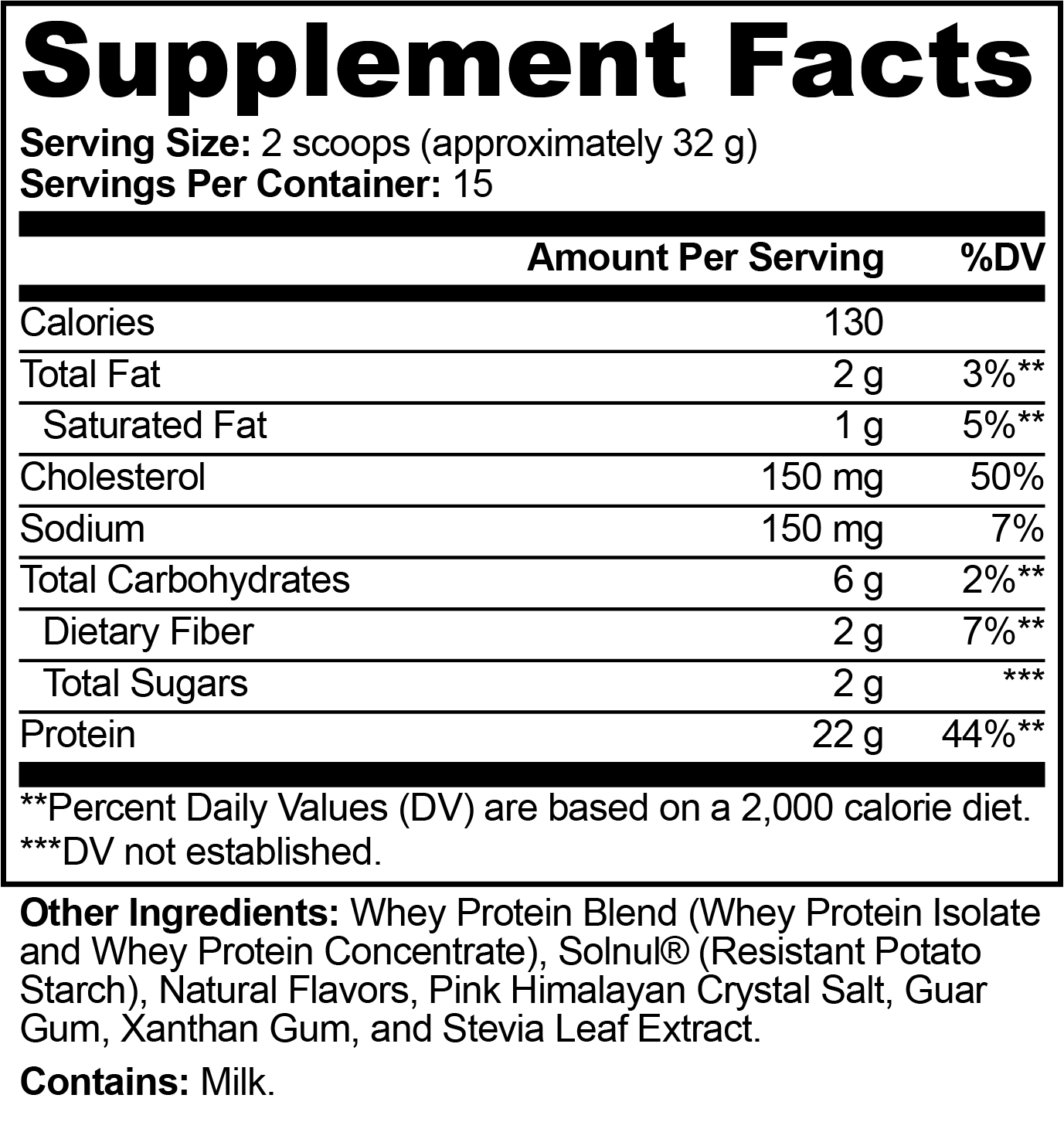 Supplement Facts for Strong Roots Vanilla Protein